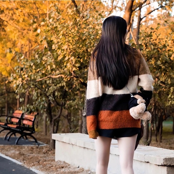 Colorblock Mohair Wool Blended Sweater - Picture 3 of 7